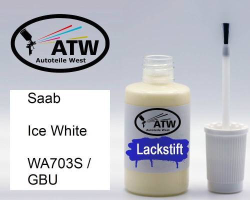 Saab, Ice White, WA703S / GBU: 20ml Lackstift, von ATW Autoteile West.